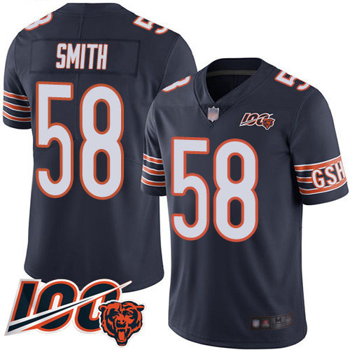 Chicago Bears Limited Navy Blue Men Roquan Smith Home Jersey NFL Football 58 100th Season